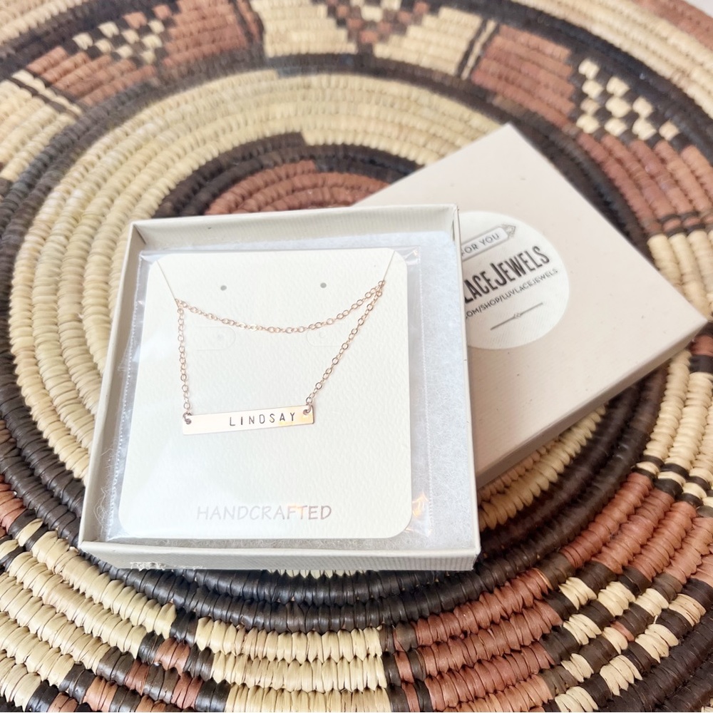 ETSY LUVLVACEJEWELS 14k Gold Filled Bar Lindsay Necklace New in Box